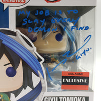 Funko Pop! Animation Demon Slayer AAA Anime Exclusive Giyu Tomioka #876 Signed by Johnny Yong Bosch JSA Certified