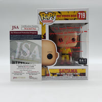 Funko Pop! Animation One Punch Man Bait Exclusive Saitama #719 Signed by Max Mittelman JSA Certified
