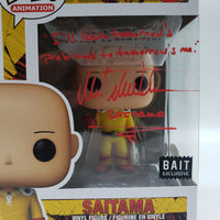 Funko Pop! Animation One Punch Man Bait Exclusive Saitama #719 Signed by Max Mittelman JSA Certified