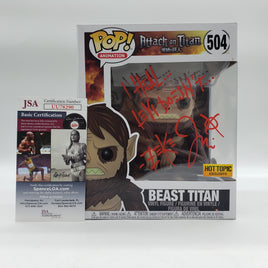 Funko Pop! Attack on Titan Hot Topic Beast Titan #504 Signed by Jason Liebrecht JSA