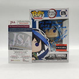 Funko Pop! Animation Demon Slayer AAA Anime Exclusive Giyu Tomioka #876 Signed by Johnny Yong Bosch JSA Certified
