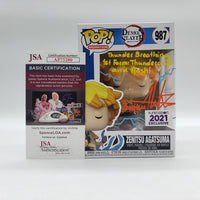 Funko Pop! Demon Slayer 2021 Funimation Zenitsu Agatsuma #987 Signed by Aleks Le JSA