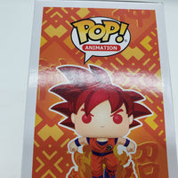 Funko Pop! Animation Dragon Ball Super 2020 SDCC Shared Convention Exclusive SSG Goku #827 Signed by Sean Schemmel JSA Certified