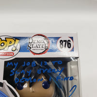 Funko Pop! Animation Demon Slayer AAA Anime Exclusive Giyu Tomioka #876 Signed by Johnny Yong Bosch JSA Certified