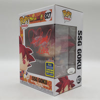 Funko Pop! Animation Dragon Ball Super 2020 SDCC Shared Convention Exclusive SSG Goku #827 Signed by Sean Schemmel JSA Certified