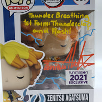 Funko Pop! Demon Slayer 2021 Funimation Zenitsu Agatsuma #987 Signed by Aleks Le JSA